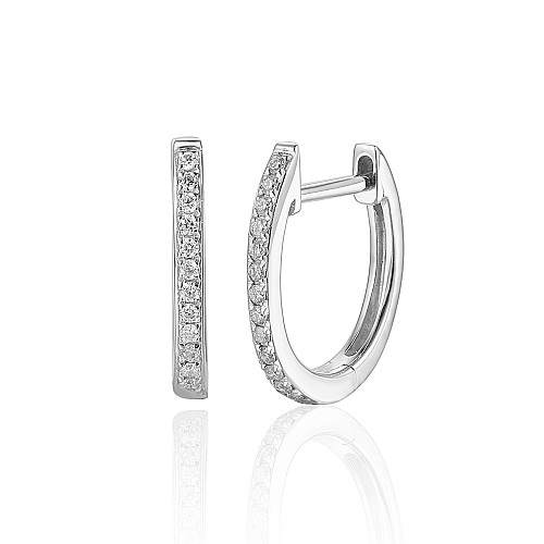 Micro Set Round Brilliant Cut Diamond Hoop Earrings