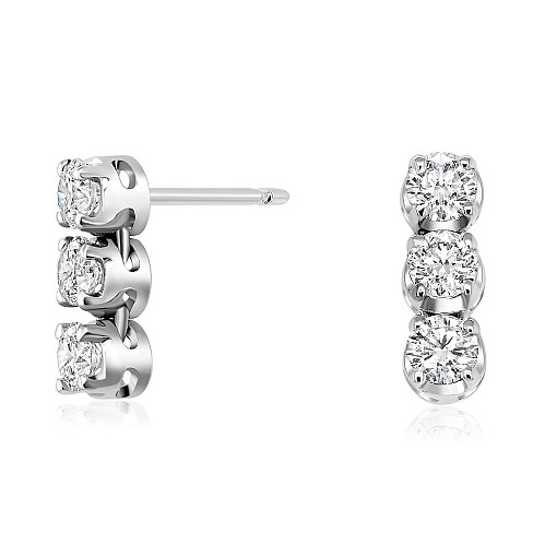3 Stone Diamond Drop Earring