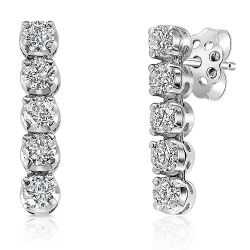 5 Stone Diamond Drop Earring