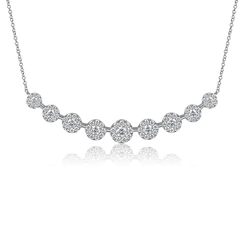 Claw & Micro Set 9 Stone Diamond Halo Necklace