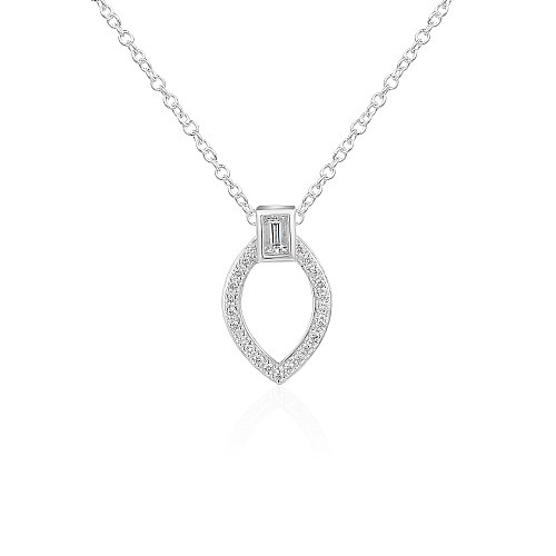 Baguette & Round Brilliant Cut Circle Necklace