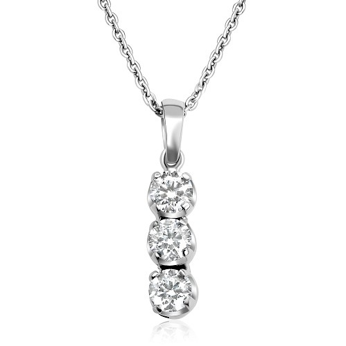 3 Stone Diamond Drop Pendant
