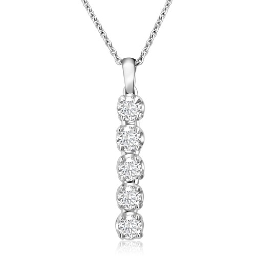 5 Stone Diamond Drop Pendant