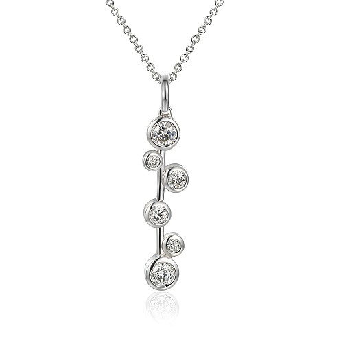 Rubover Set Round Diamond Bubble Drop Pendant + Chain