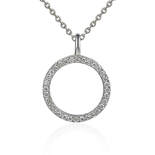 Round Brilliant Cut Micro Set Diamond Circle Necklace