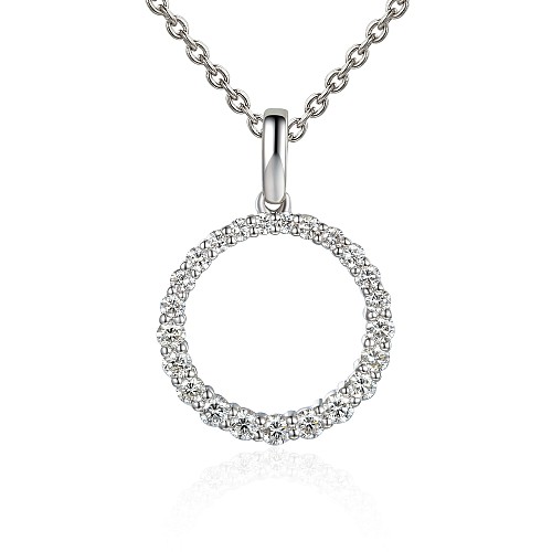 Round Brilliant Cut Micro Set Diamond Circle Necklace