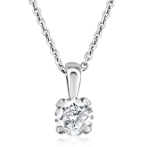 4 Claw Tulip Round Brilliant Cut Diamond Solitaire Pendant