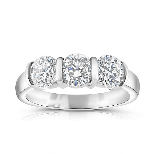 3 Stone Bar Set Diamond Ring