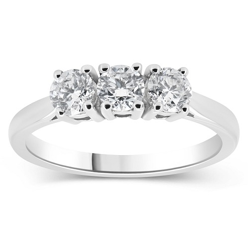 3 Stone Double Gallery Diamond Ring