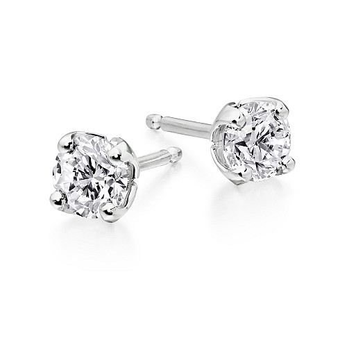 4 Claw Tulip Round Brilliant Cut Diamond Stud Earring